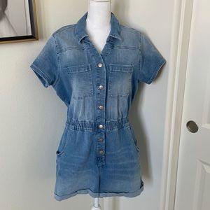 Denim short romper